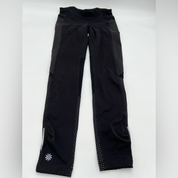 Athleta Pants - Athleta dot‎ be free black and gray reflective running leggings size XS.